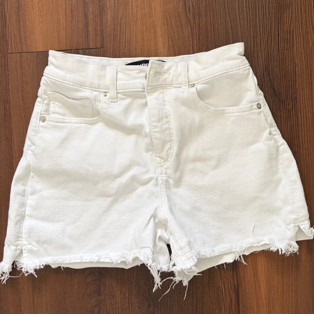 White Denim Frayed-Hem Women's Shorts